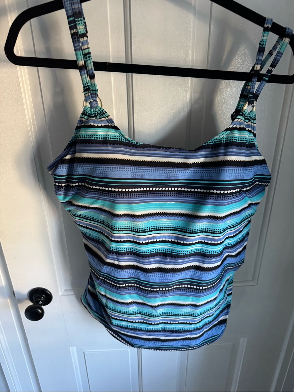 croft & barrow Blue and Teal Striped Tankini Top